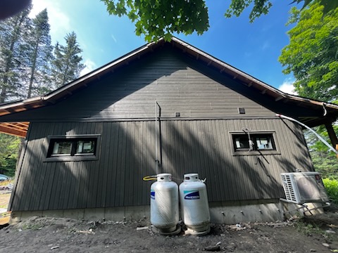 beautiful house backyard with trees