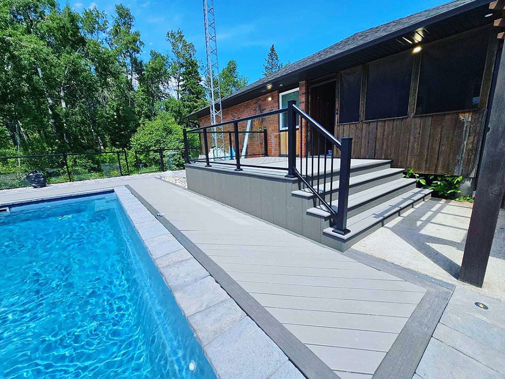 swimming pool deck area of a house