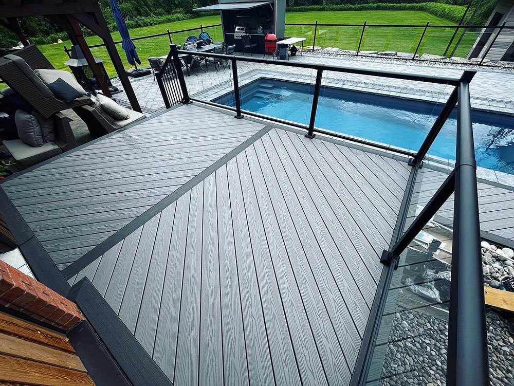 black and grey colored pool deck