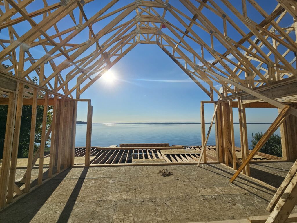 Wall and roof framing stage on a JSM Elite Contracting project in Cornwall